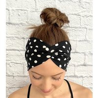 Black & White Polka Dot Headband, Soft Wide Stretchy Headbands For Women, Solid Color | Etsy (US)