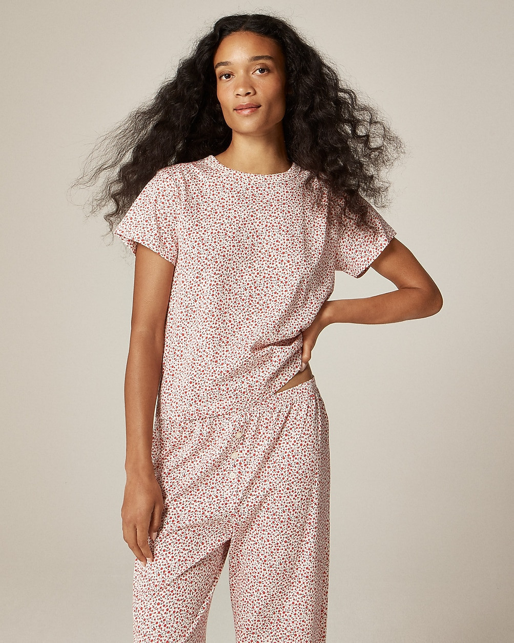 Short-sleeve pajama pant set in floral-print tissue crepe | J. Crew US