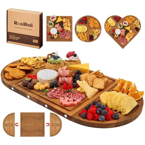 RosiRoli Acacia Wood Charcuterie Board Set - Cheese Board Set with Magnetic - House Warming Gifts New Home, Wedding Gift for Couple, Bridal Shower Gift, Gifts for Mom & Women, Perfect for Party | Amazon (US)