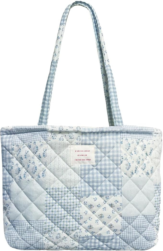 Sunwel Fashion Top Zipper Women Floral Quilted Tote Bag for Work Travel Gym Shopping Beach | Amazon (US)