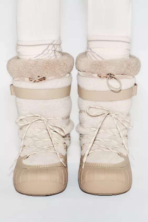FAUX SHEARLING ANKLE BOOTS SKI COLLECTION | Zara US
