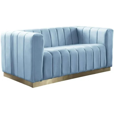 Maklaine Contemporary Sky Blue Velvet Loveseat | Walmart (US)