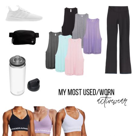 My gym go-tos! The flare pants were recently added, but are a great affordable trend! Unfortunately my compression Old Navy leggings I wear to the gym are out of stock! 😩 •••

I got a M in the flare leggings; The shoes fit TTS; I do a M in the sports bras and S in the tanks.

• Old Navy • Flare leggings • Sports bras • Adidas’s • Yeti • gym tank • gym tops • belt bag • Lululemon • #ltksalealert #ltkshoecrush •

#LTKunder50 #LTKFind #LTKfit