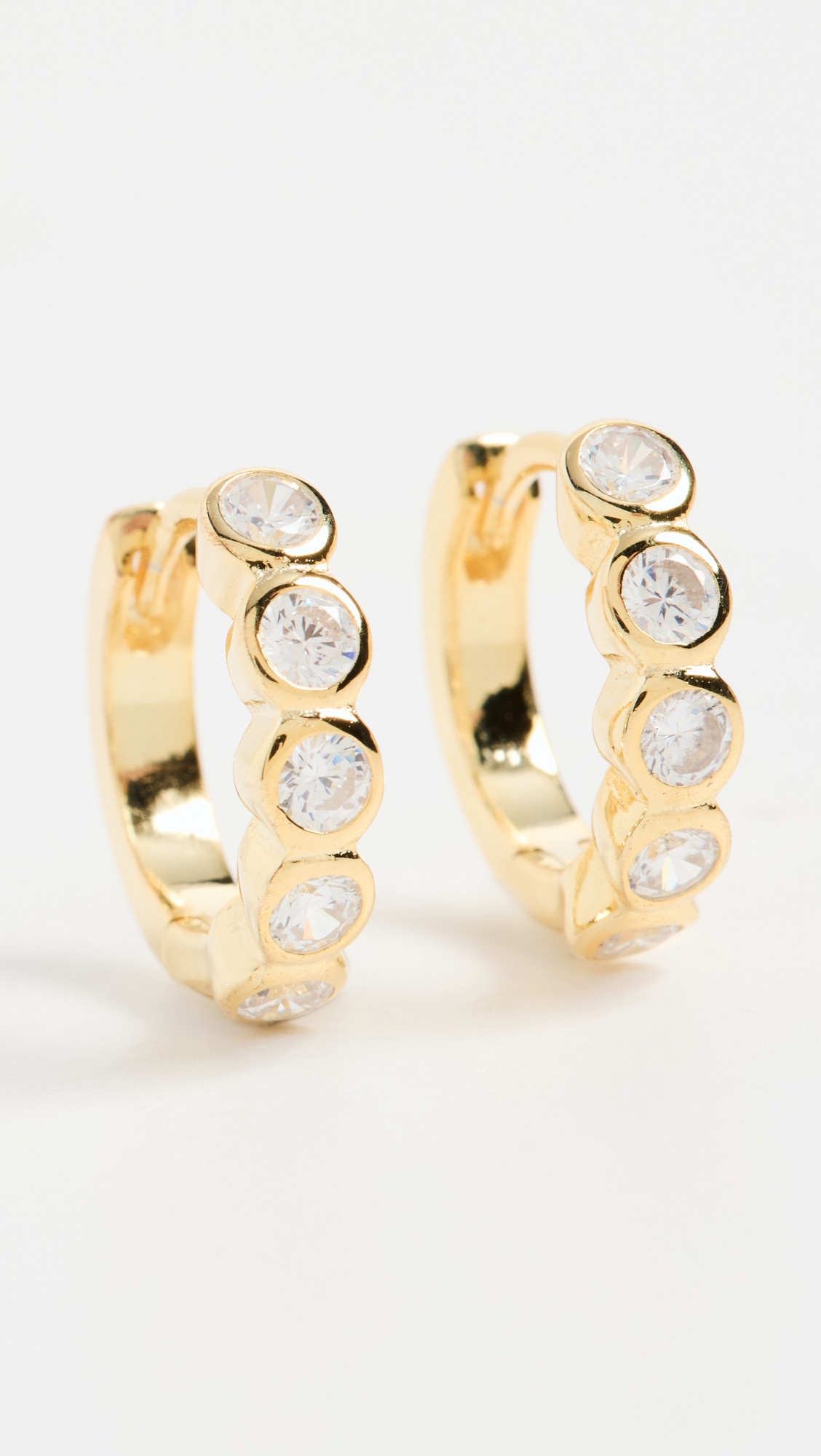 By Adina Eden Bezel Huggie Earrings Gold One Size | Shopbop