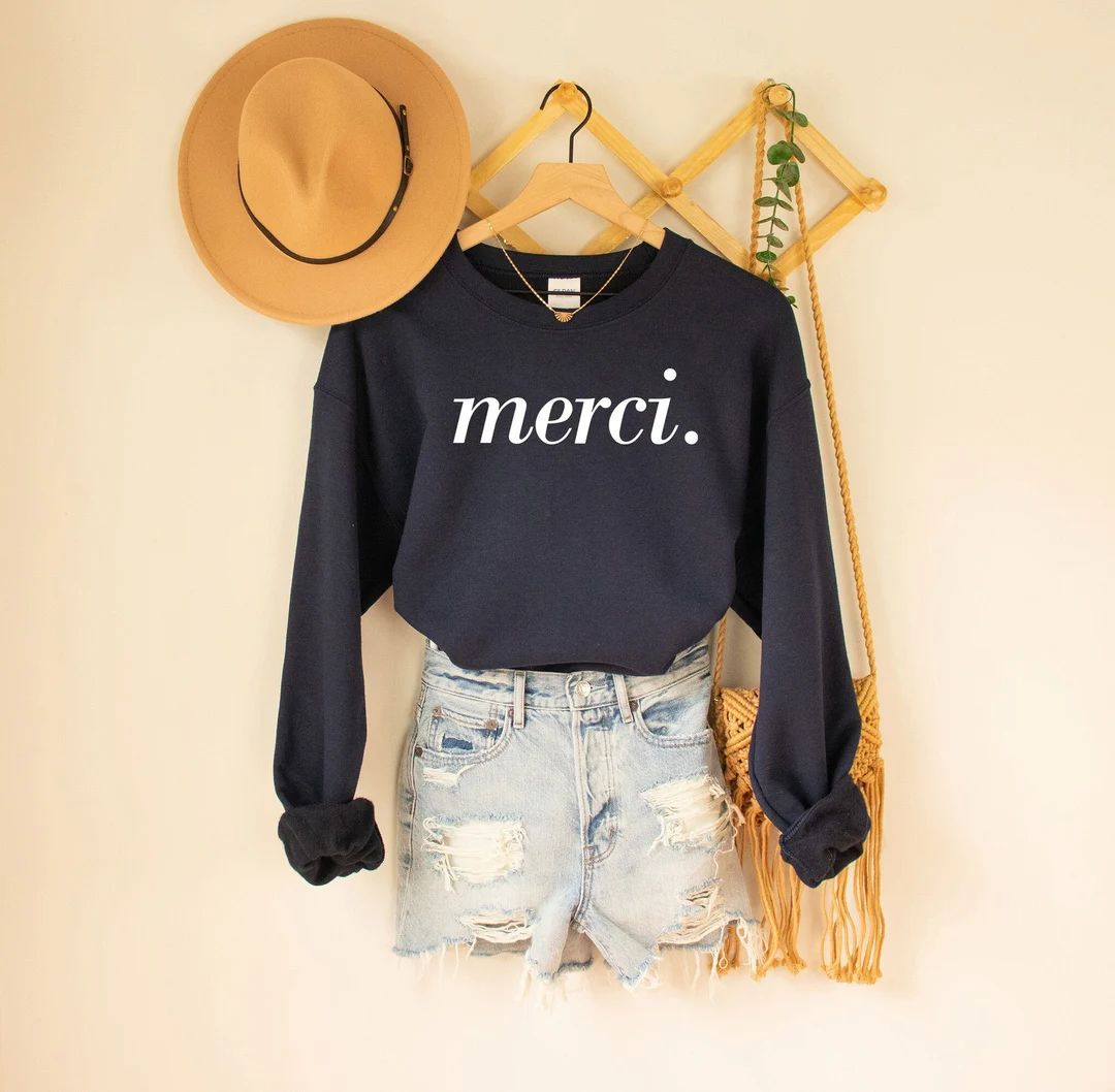 French Shirt, Merci shirt, Paris Shirt, French Quote, French Saying Shirt, French Gift, Parisian ... | Etsy (US)
