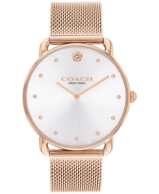 Women's Elliot Rose Gold-Tone Stainless Steel Mesh Bracelet Watch 36mm | Macy's