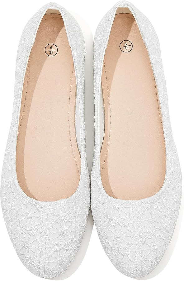 Shupua Dress Shoes for Women Round Toe Flats Shoes Lace Ballet Flats Dressy Comfortable Foldable ... | Amazon (US)