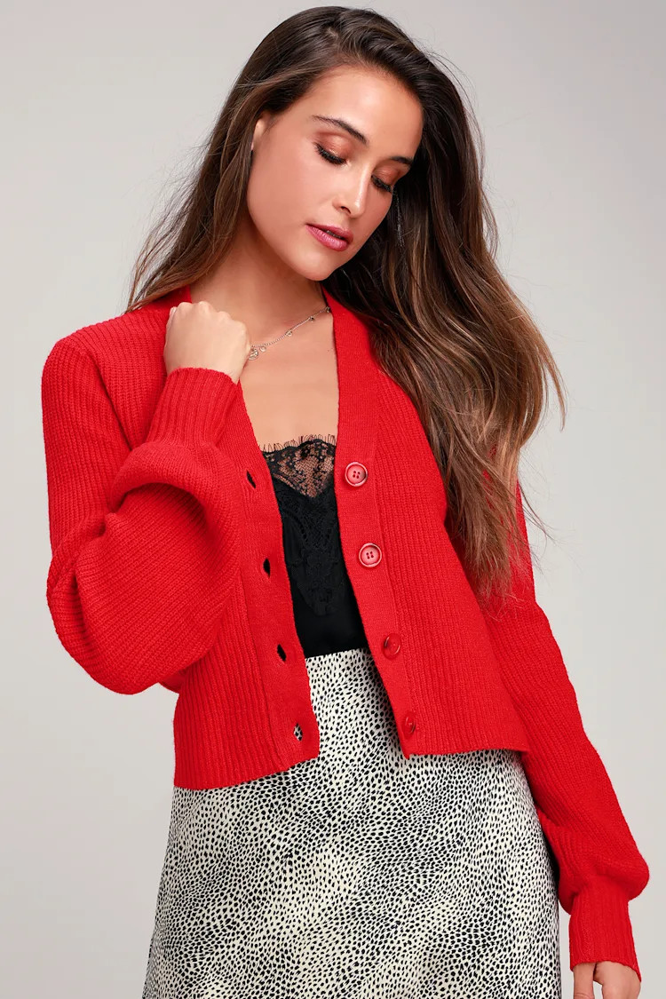 Slay Ride Red Button-Up Cardigan Sweater | Lulus