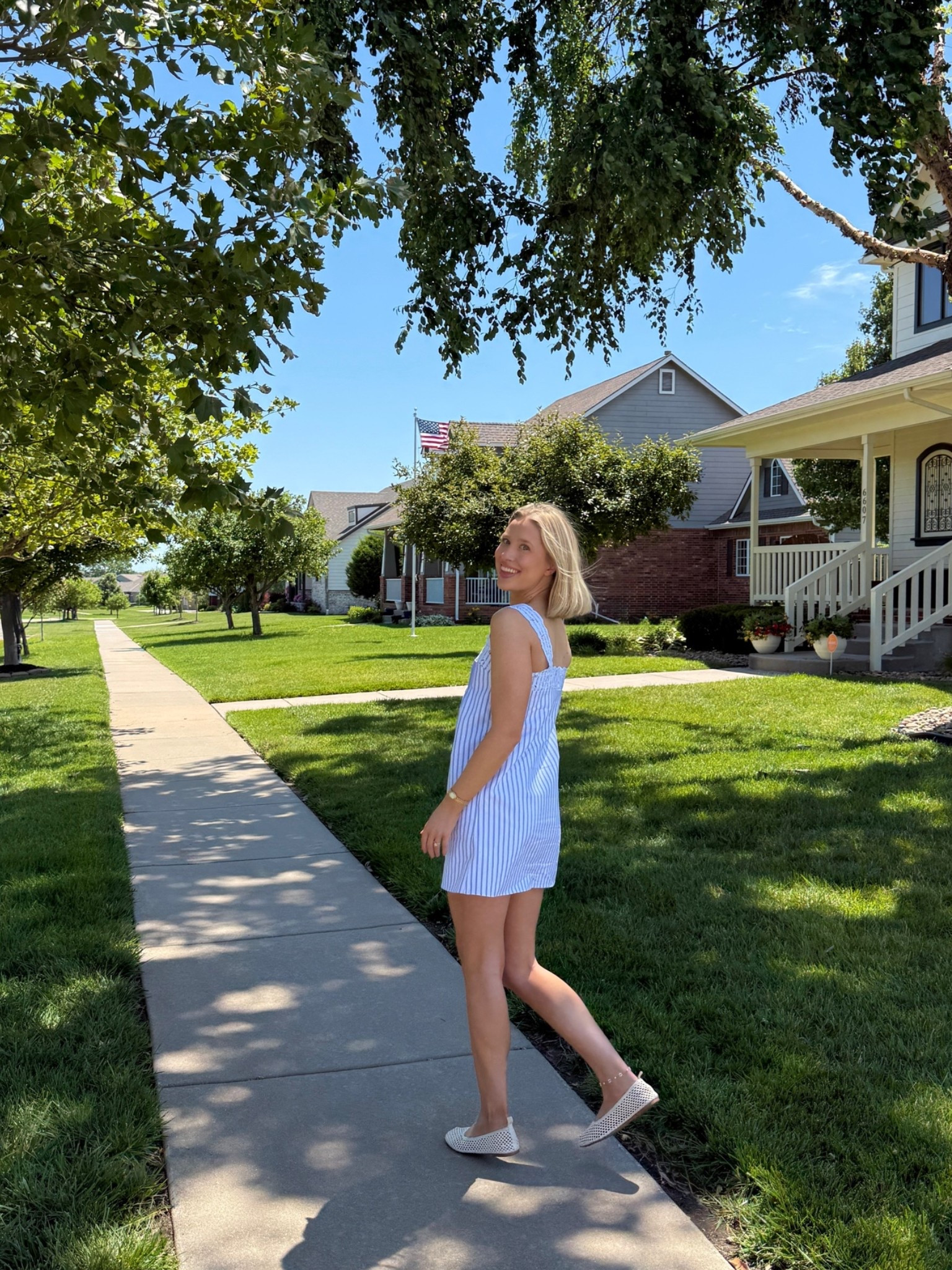 Wearing a size XS in my J.Crew striped mini dress (If between sizes go down. I’m typically a S but that was too big on me)
Abercrombie woven ballet flats 
Amazon gold initial necklace & watch

#LTKdayinmylife #LTKootd