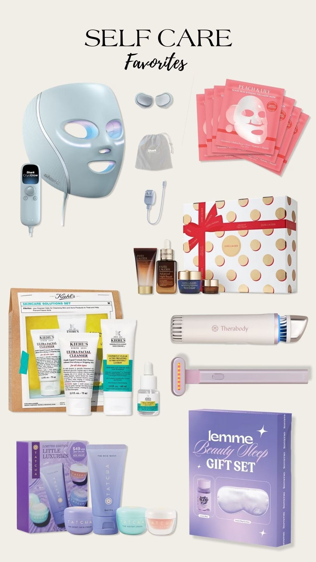 Self care favorites! 

Kiehls - Peach and Lily - Estée Lauder - Lemme - Tatcha - Therabody -  Skincare wand - Shark - CryoGlow - Red Light therapy - Ulta - Holiday gift ideas - Holiday gift guide 

#LTKHoliday #LTKGiftGuide #LTKselfcare