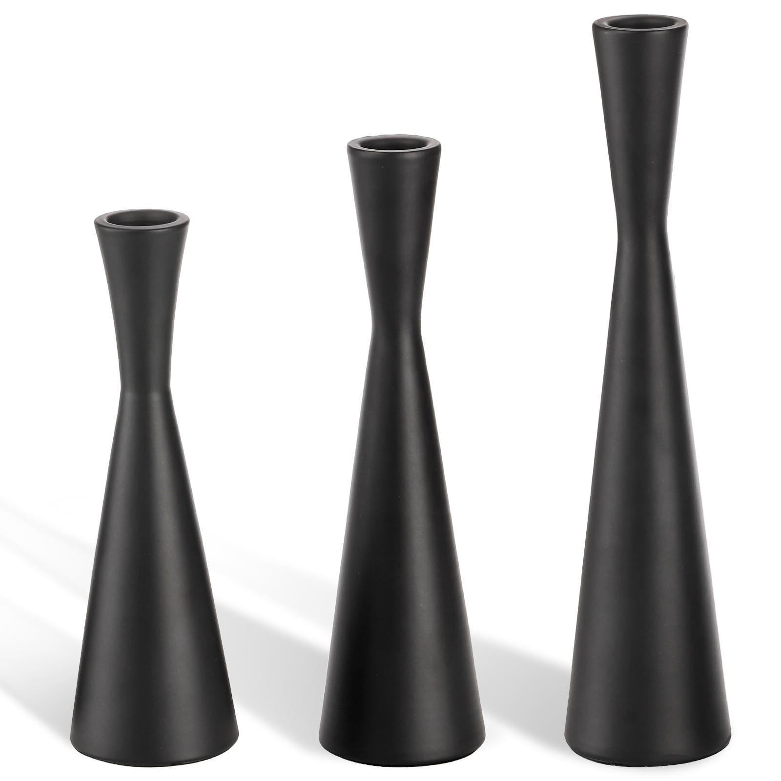 ZEAYEA Set of 3 Black Candle Holders, Metal Taper Candlesticks Holder, Modern Decorative Centerpi... | Amazon (US)