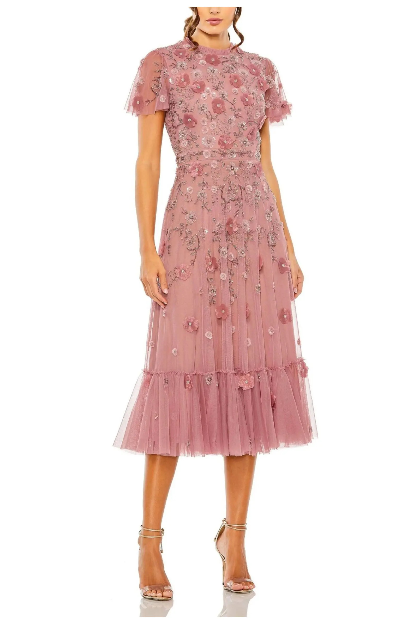 Women's Embellished High Neck Cap Sleeve A Line Dress | Nordstrom