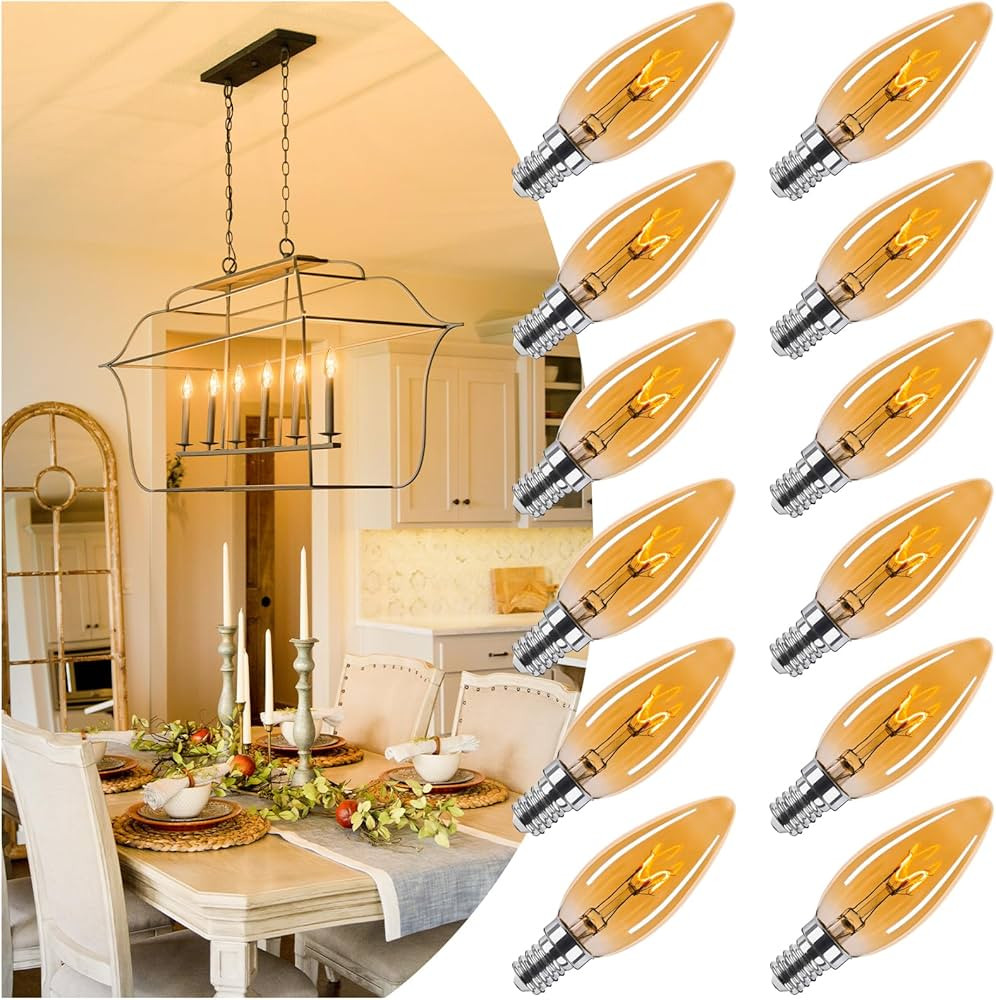 Amber Candelabra Bulb 25W Equivalent, 2W Ultra-Fine Filament E12 Base Candelabra LED Light Bulb, ... | Amazon (US)