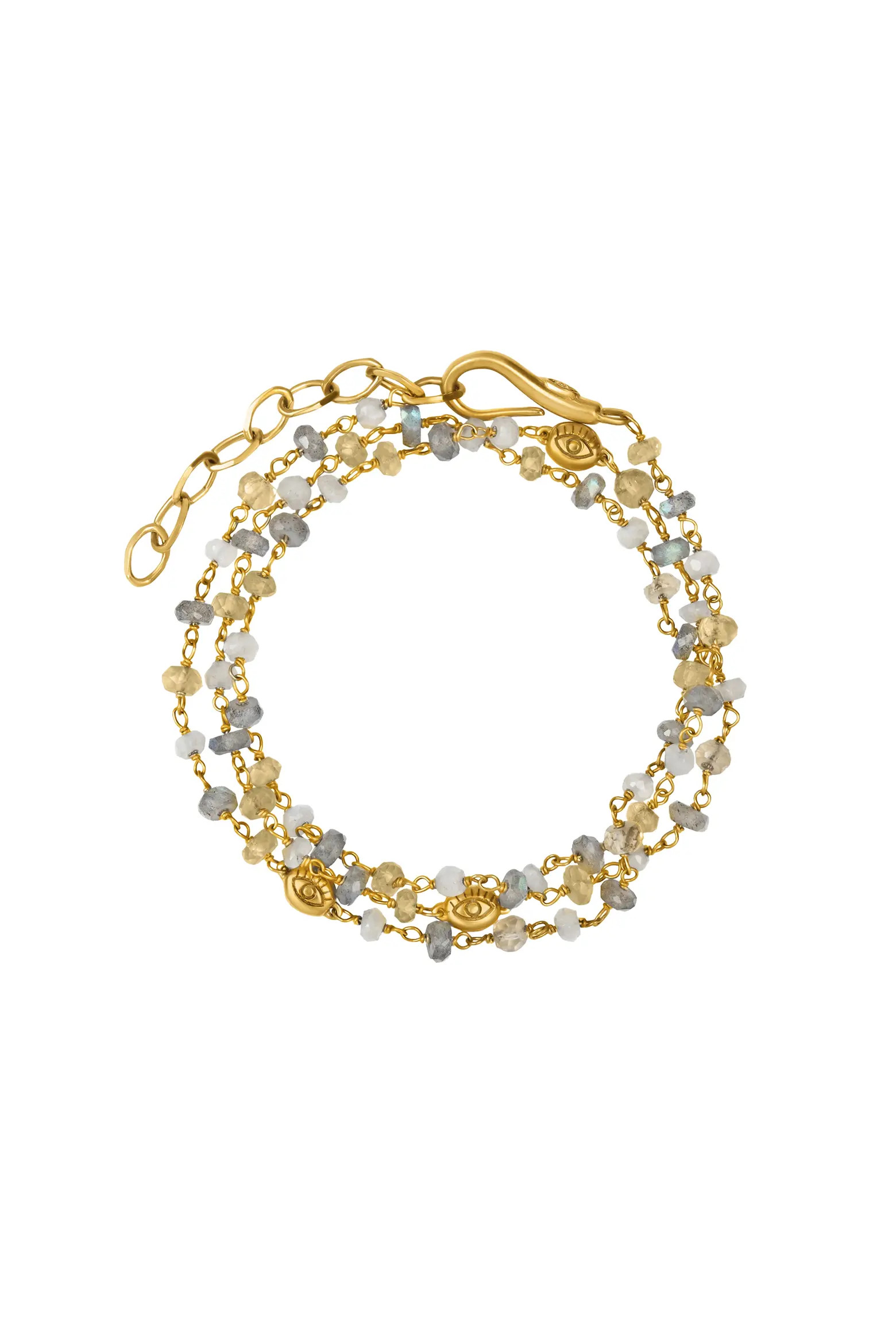 Karma and Luck Citrine Labradorite Moonstone Gold Plated Wrap Women's Bracelet - Divine Happiness... | Nordstrom
