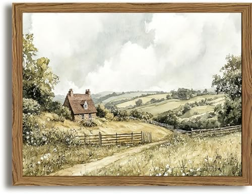 Framed Vintage Canvas Wall Art, Cottage Landscape Wall Decor Paintings, Rustic Farmhouse Pictures... | Amazon (US)