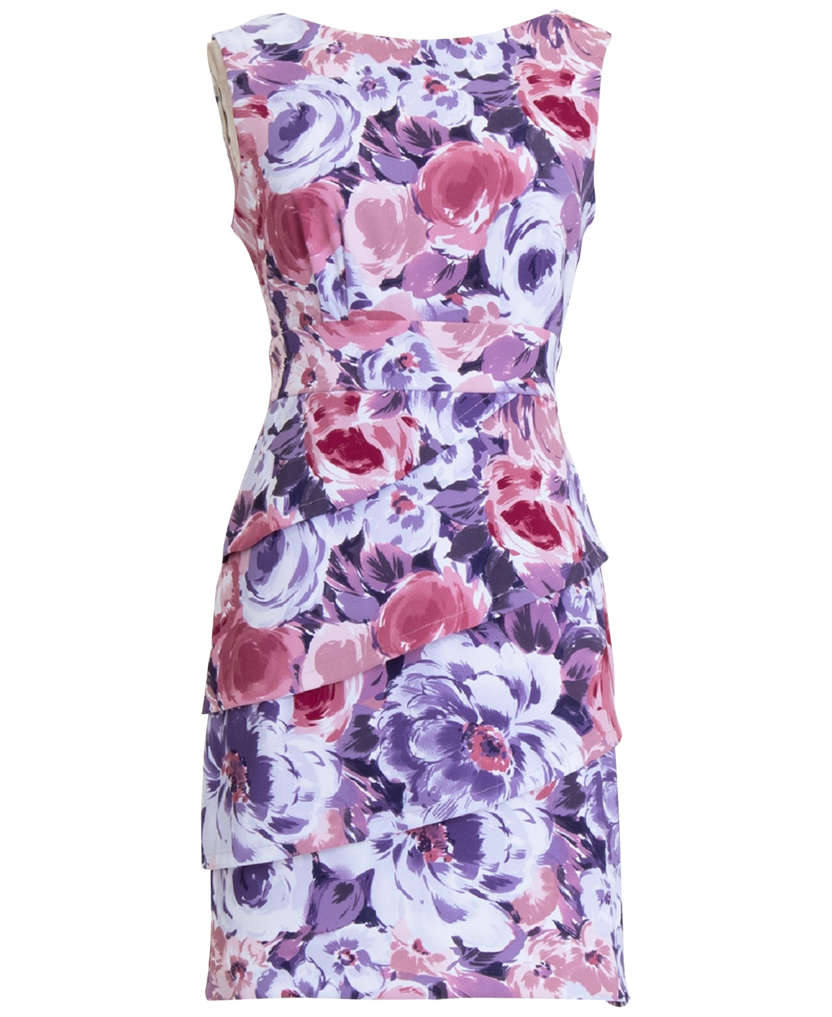 Connected Women's Floral-Print Tiered Sheath Dress | Macys (US)