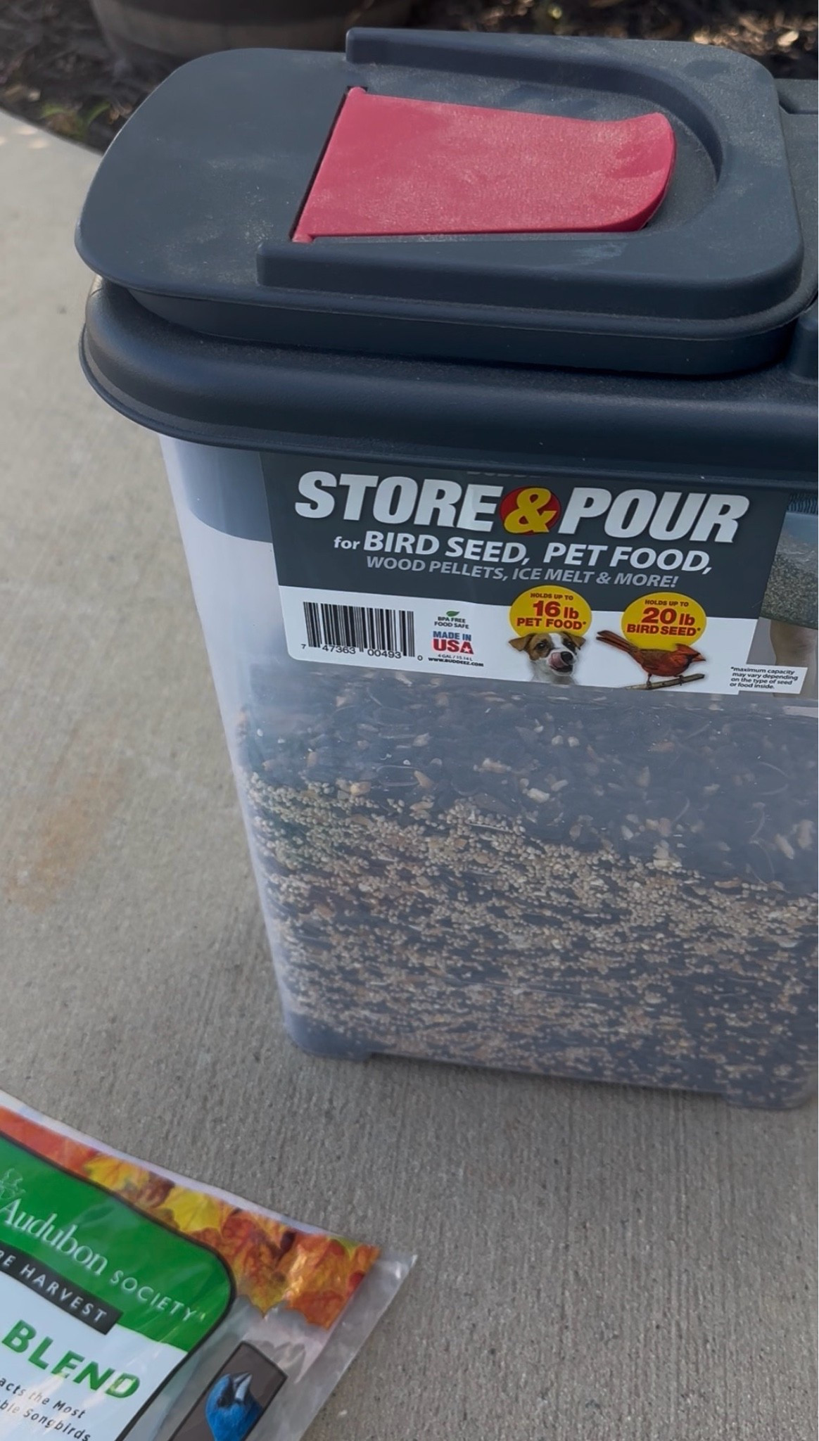 Bird seed storage for the garage, keeps the mice (and other critters) out!

#LTKdayinmylife #LTKstorytime