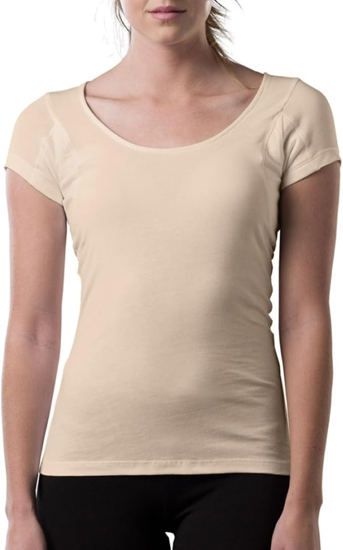 Women's Sweatproof Undershirt - Cotton Scoop Neck - Original Fit - with Sweat Pads | Amazon (US)