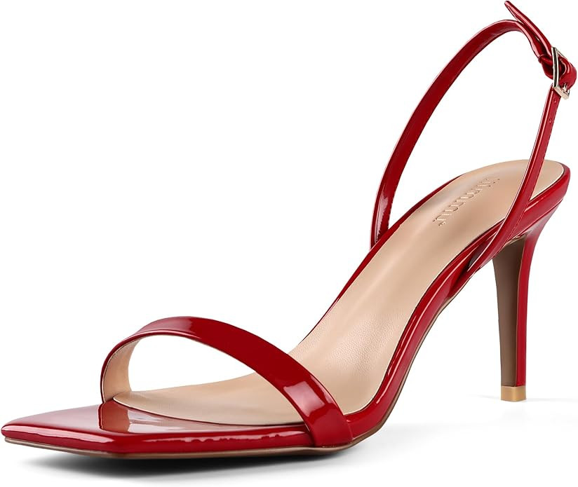 iiimmu Heeled Sandals for Women 3 IN Stiletto Heel, Square Open Toe Slingback Heels, Cute and Sas... | Amazon (US)