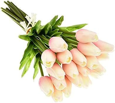 30PCS Real-Touch Tulips Artificial Fake PU Tulips Flowers for Home Wedding Party Decor | Amazon (US)