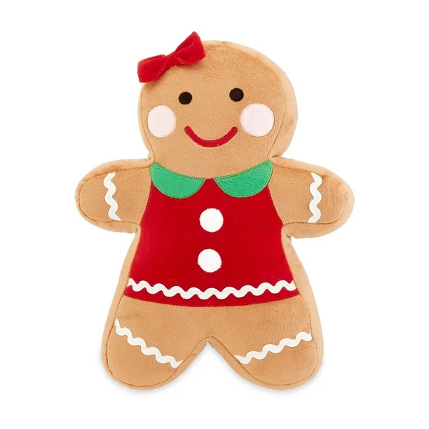Holiday Time 13inch Red Gingerbread Man Christmas Decorative Pillow - Walmart.com | Walmart (US)