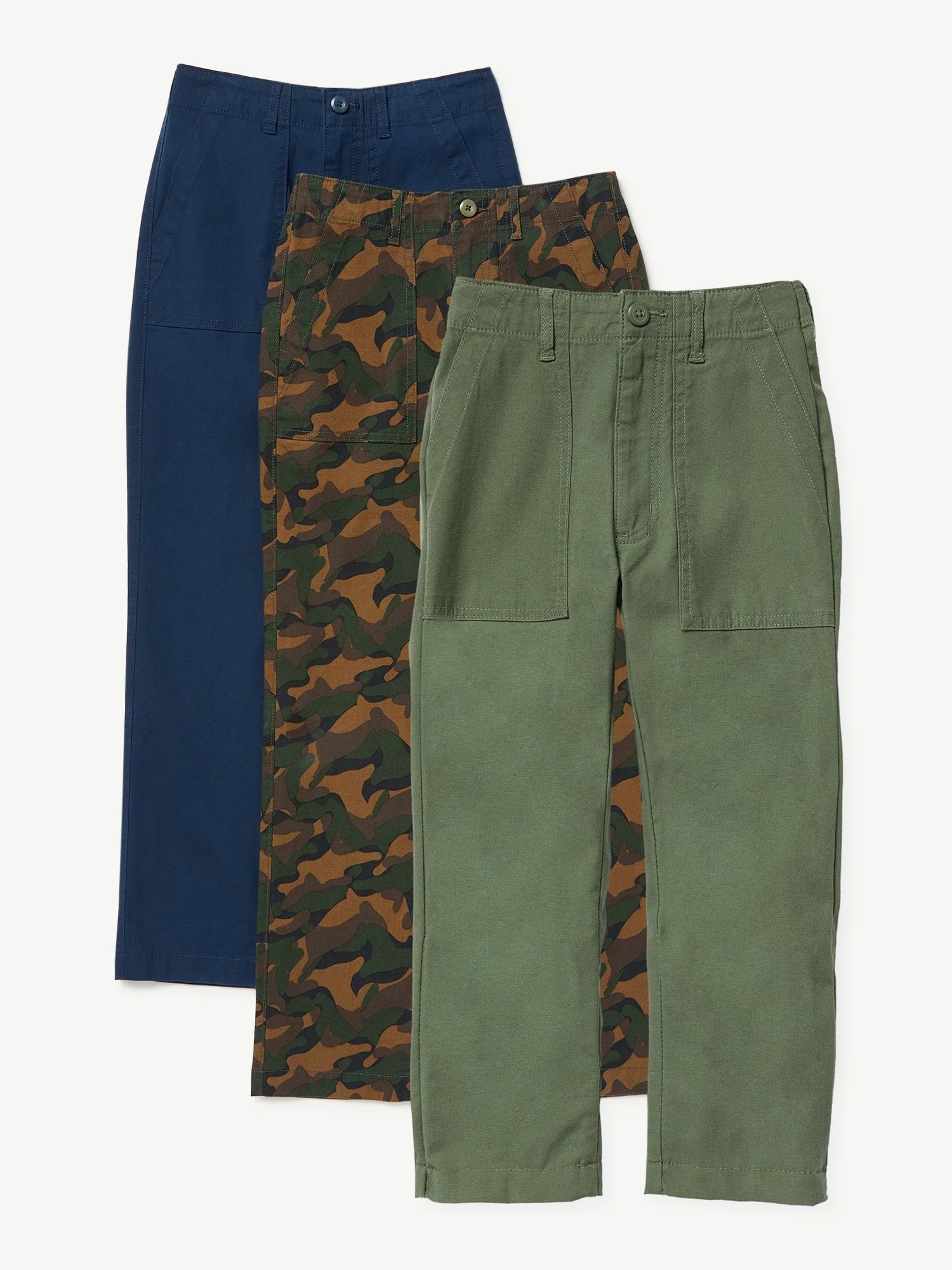 Free Assembly Boys Woven Fatigue Pants, 3-Pack, Sizes 4-18 - Walmart.com | Walmart (US)