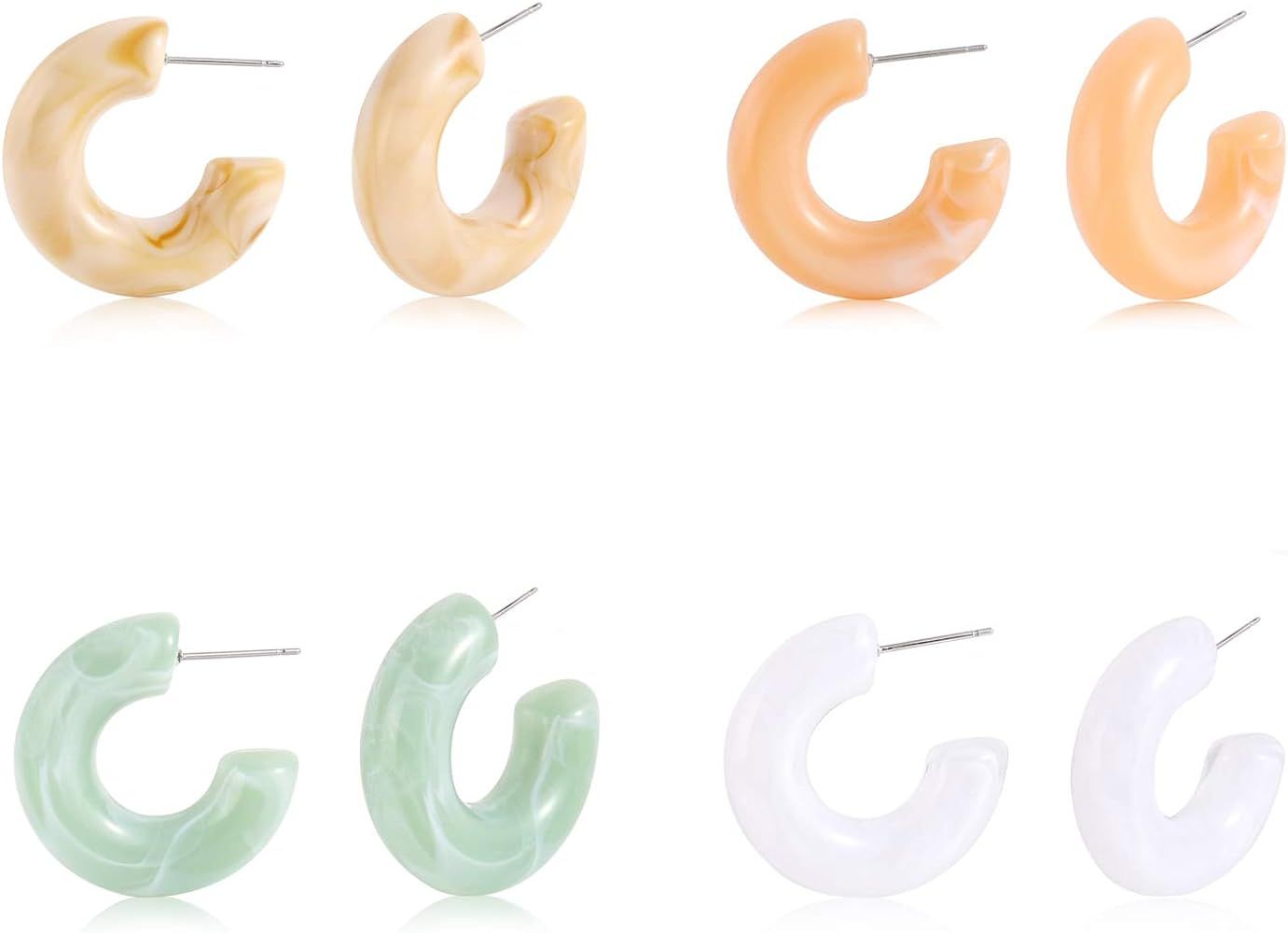 Resin Hoops Earrings color earrings -acrylic earrings - summer earrings for women fashion Earrings | Amazon (US)