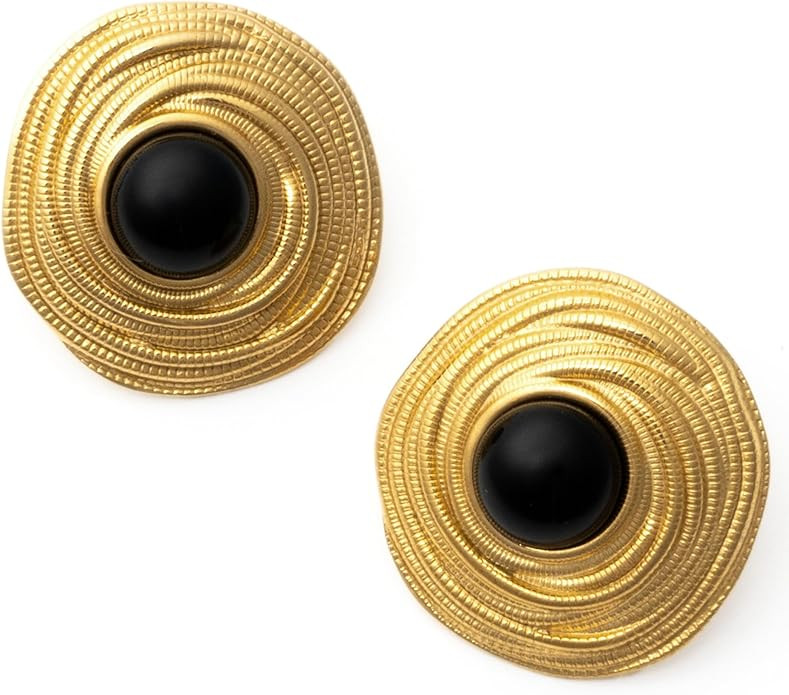 Black and Gold Chunky Earrings | 18K Stainless Steel | Hypoallergenic | Trendy Cute Fashion Jewel... | Amazon (US)