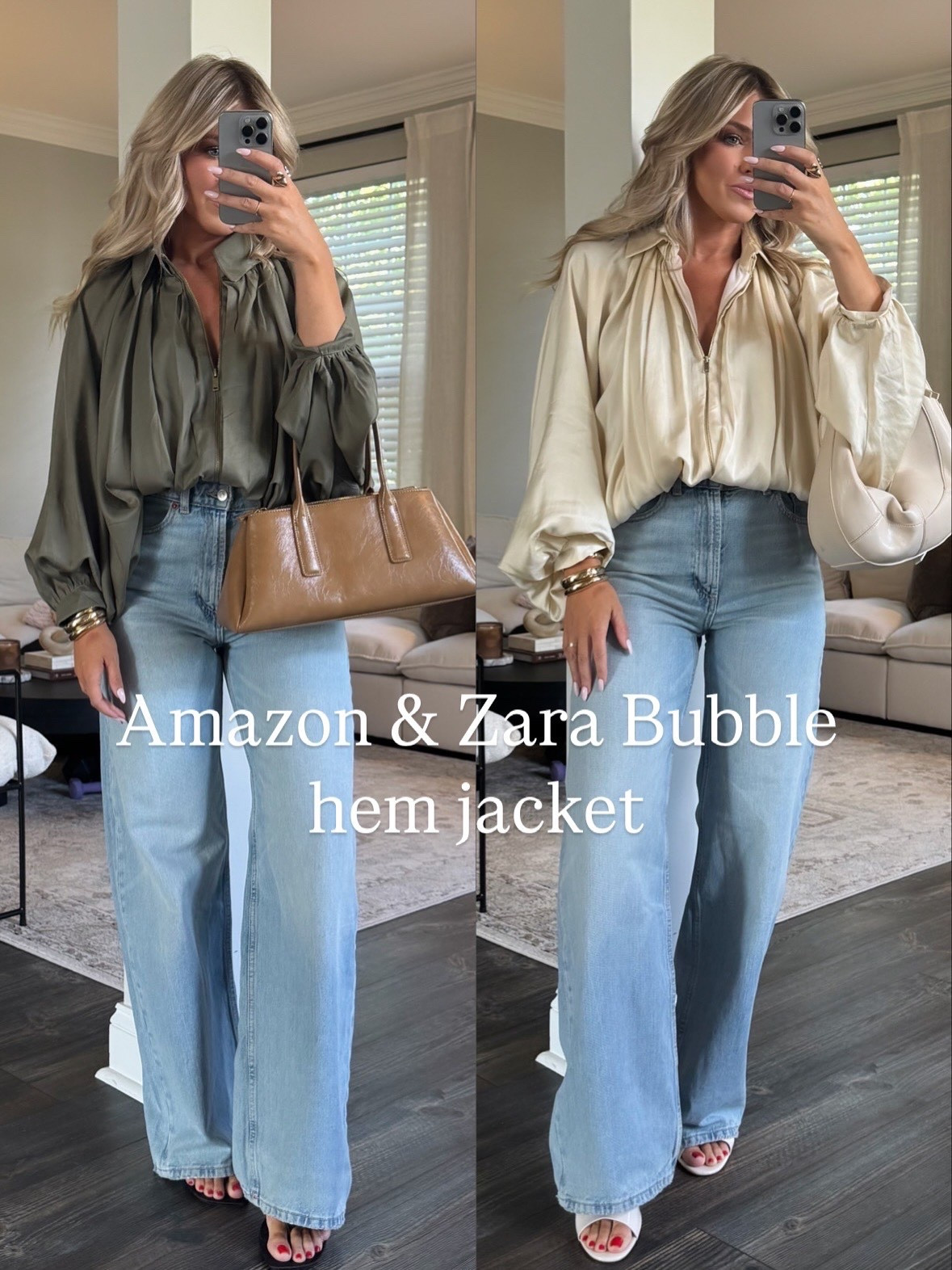 Top sellers this week- bubble hem jacket from Amazon and Zara! Cream is Zara and green is Amazon 

#LTKFindsUnder100 #LTKStyleTip #LTKSeasonal