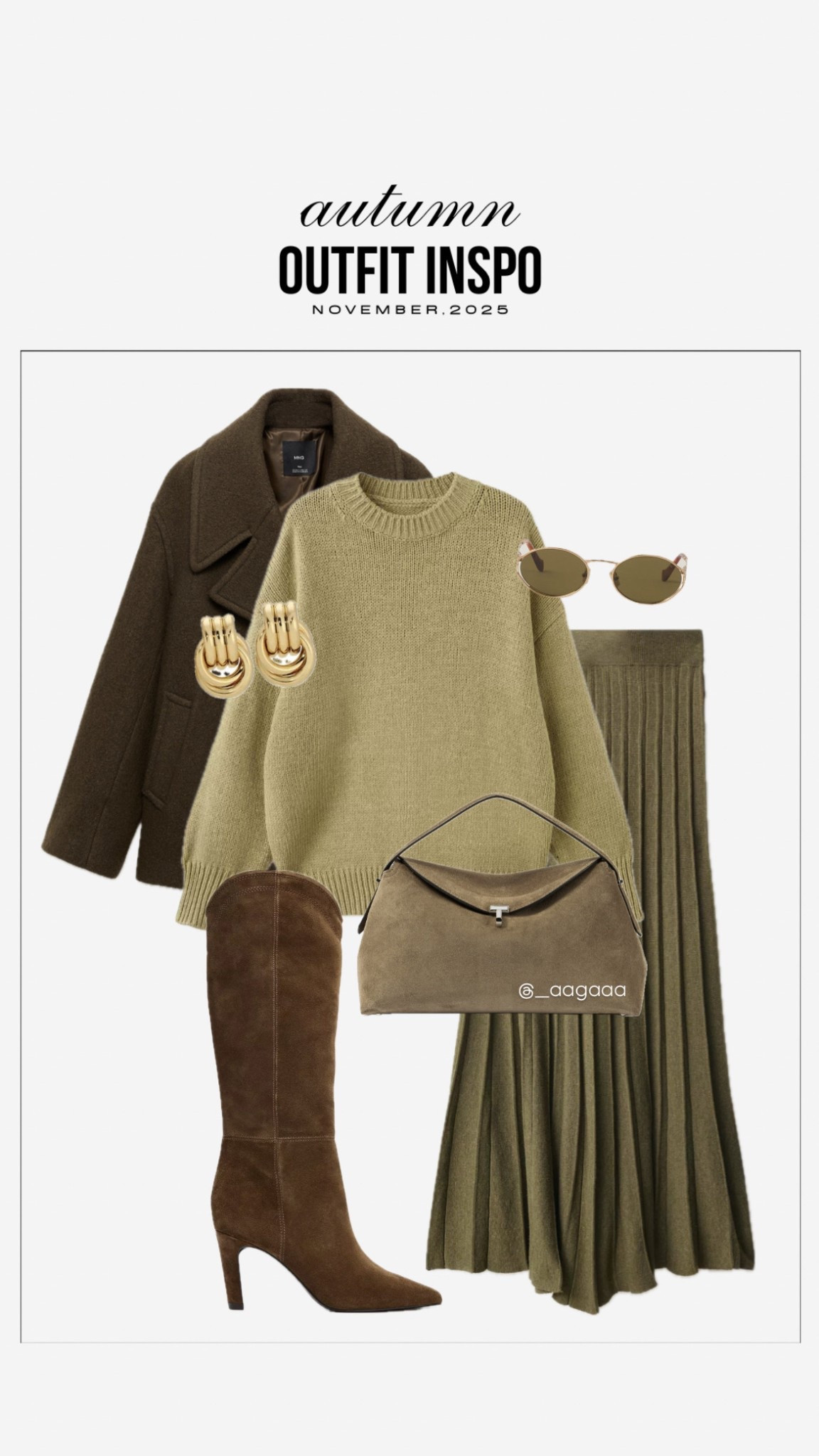 Neutral autumn outfit with a wool jacket and sweater, forest green sweater, sweater skirt, brown suede boots, taupe handbag, fall outfit, autumn fashion, workwear, capsule wardrobe, neutral outfit 

#LTKWorkwear #LTKStyleTip #LTKFindsUnder100