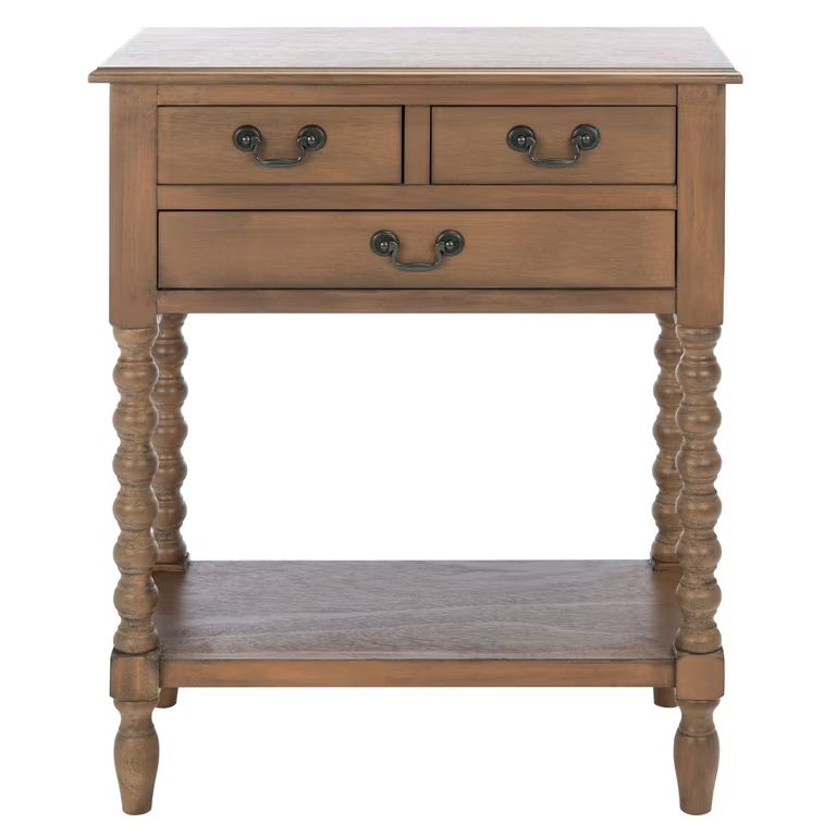 SAFAVIEH Athena French 3-Drawer Brown Wood Rectangle Console Table (23.5 in. W x 13 in. D x 29.5 ... | Walmart (US)