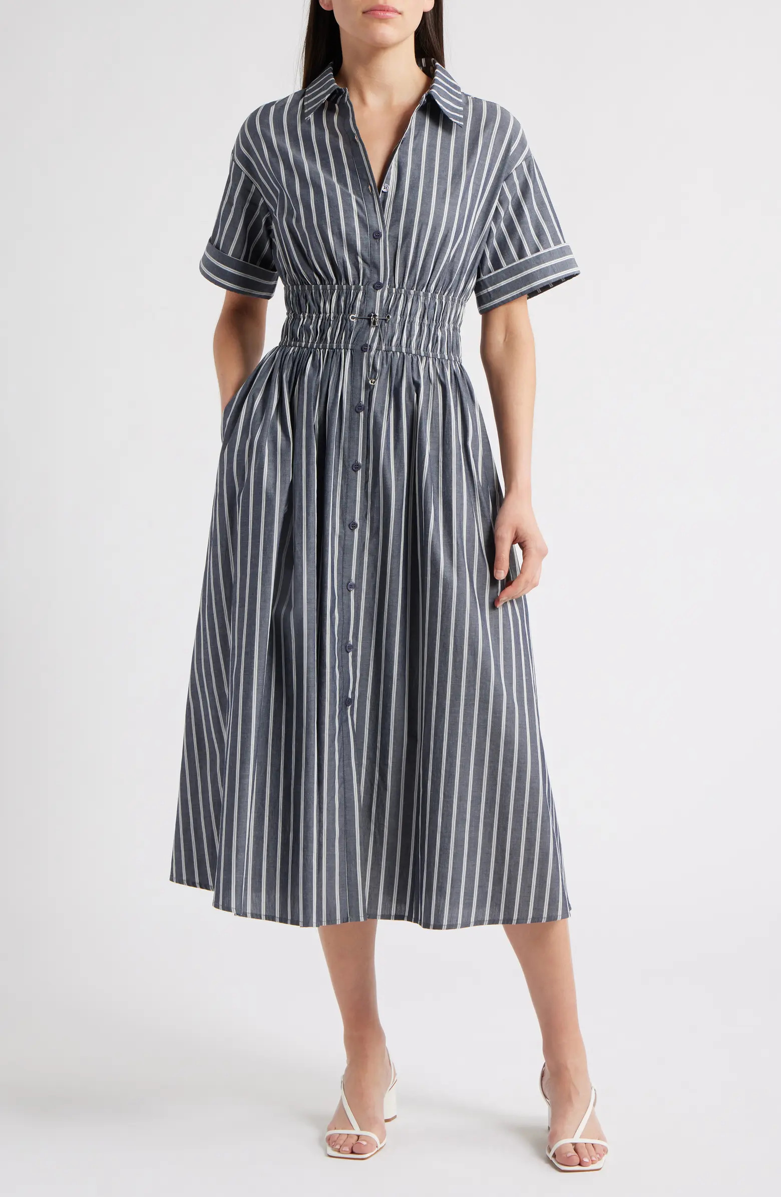 Stripe Cotton Midi Shirtdress | Nordstrom