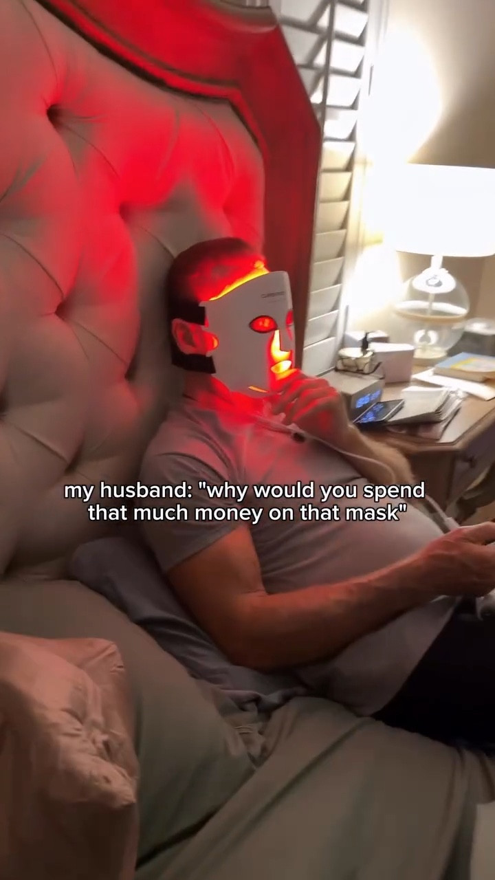 He loves this mask as much as I do🫶 use code ELAINELED for a discount! 

#facemask #redlightmask #currentbody #redlighttherapy #tiktokshop