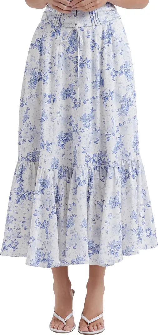 HOUSE OF CB Aitana Floral Flounce Drawstring Skirt | Nordstrom | Nordstrom