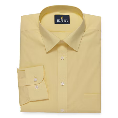 Stafford - Fitted Travel Easy-Care Broadcloth Mens Point Collar Long Sleeve Stretch Dress Shirt, 15  | JCPenney