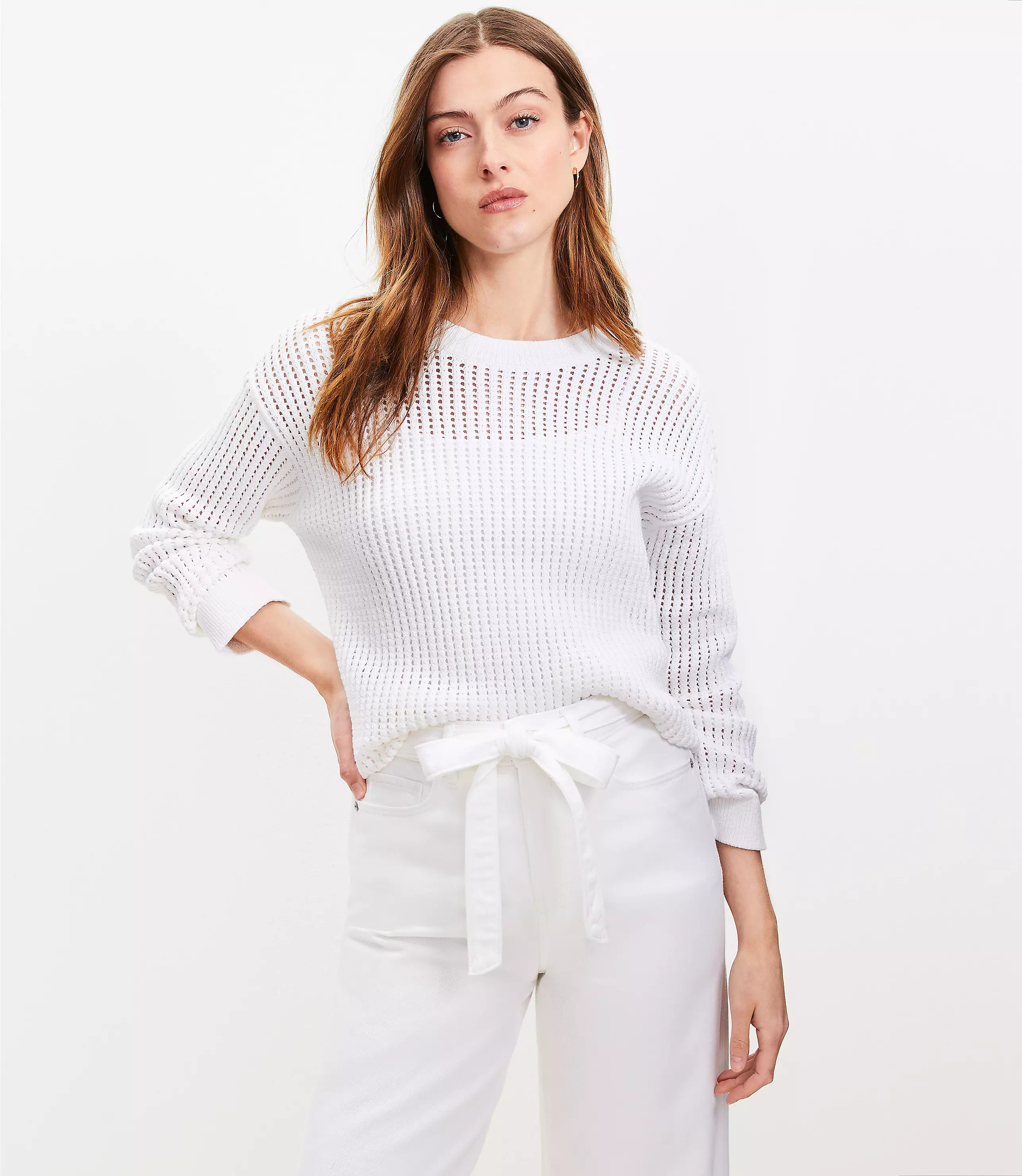 Open Stitched Sweater | LOFT