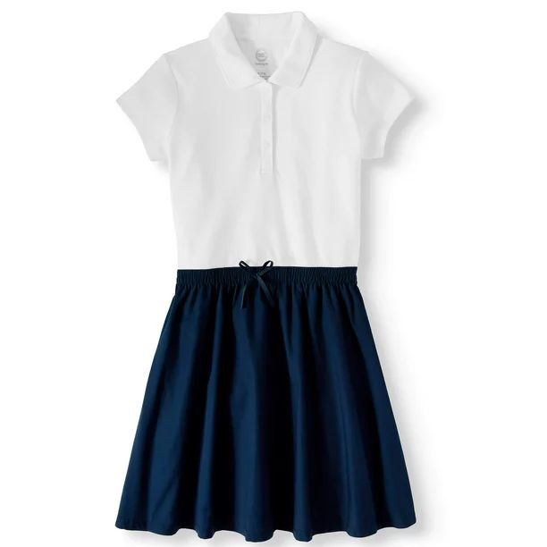 Wonder Nation Girls School Uniform 2-fer Dress, Sizes 4-16 | Walmart (US)