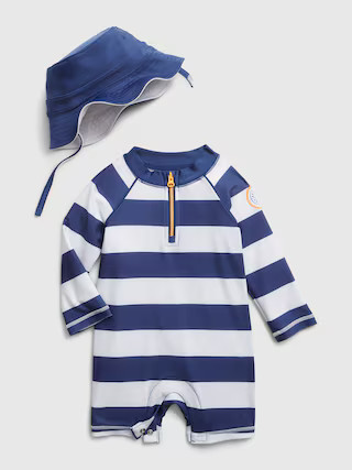 Baby Recycled Swim Rash Guard One-Piece Set | Gap (US)