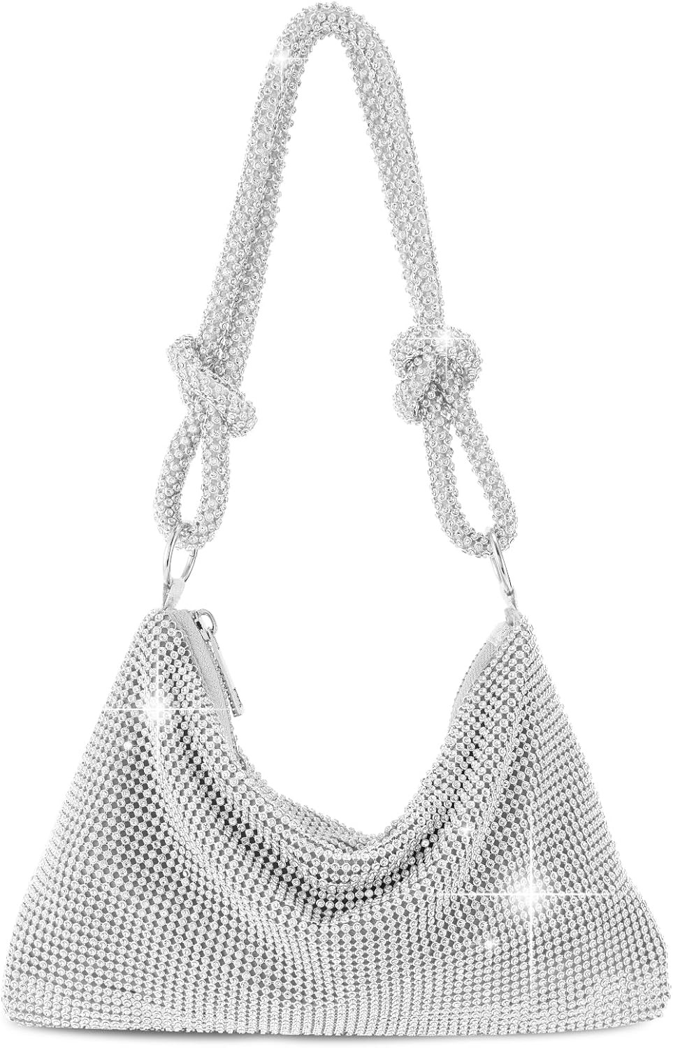 QLBO Silver Purse Rhinestone Purse Silver Clutch Sparkly Purse Silver Bag 10.2"×0.4"×6.69"(Silver) | Amazon (US)
