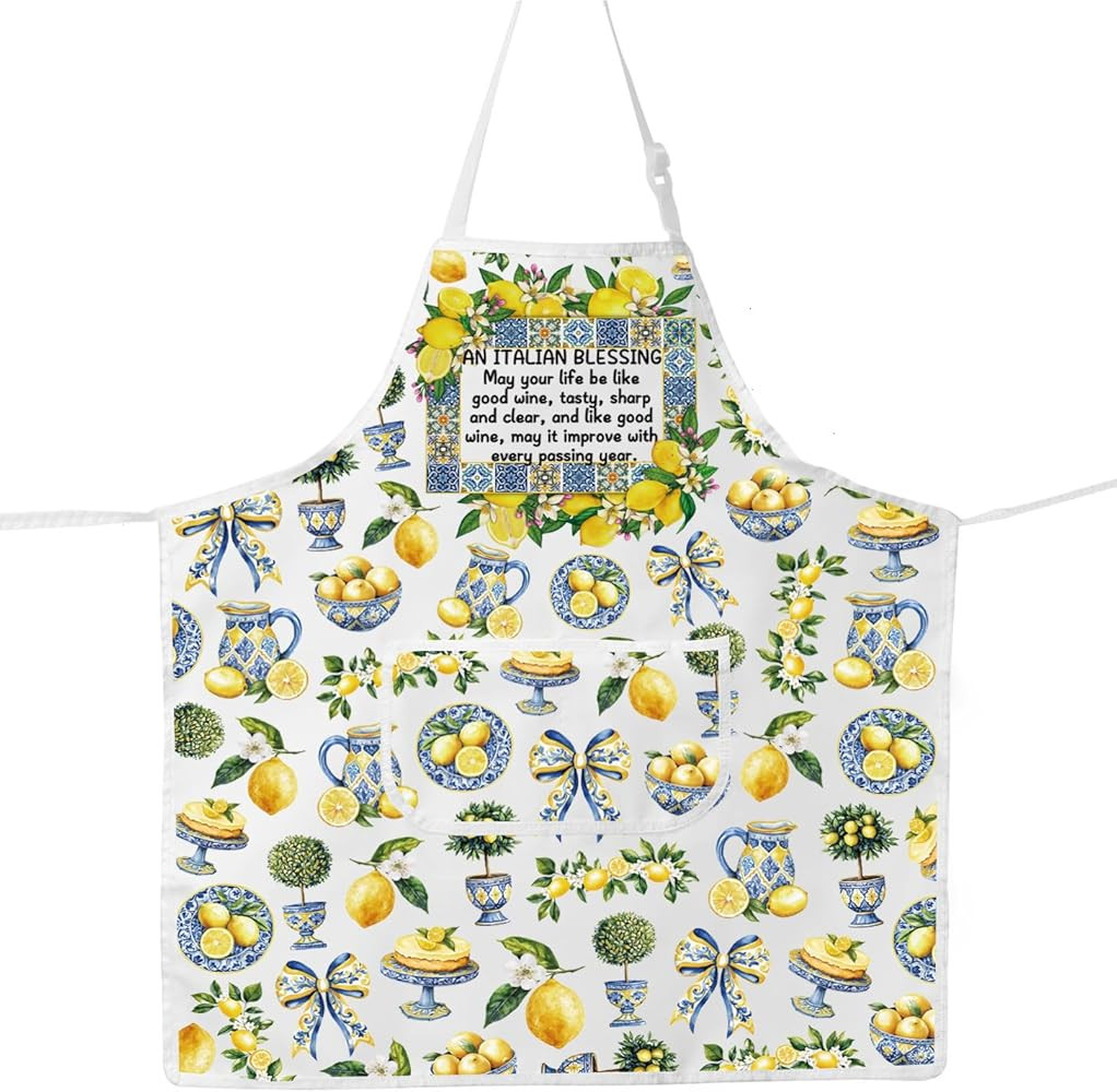 JNIAP Italian Blessing Kitchen Apron Amalfi Coast Lemon Apron Italian Nonna Gifts Italian Lemon A... | Amazon (US)