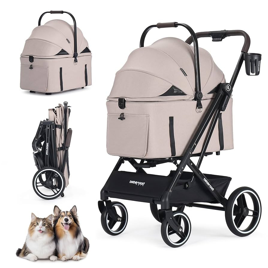 BEBEROAD X3 2 in 1 Pet Stroller for Medium or Two Small Dogs & Cats 4 Wheels Lightweight Foldable... | Amazon (US)
