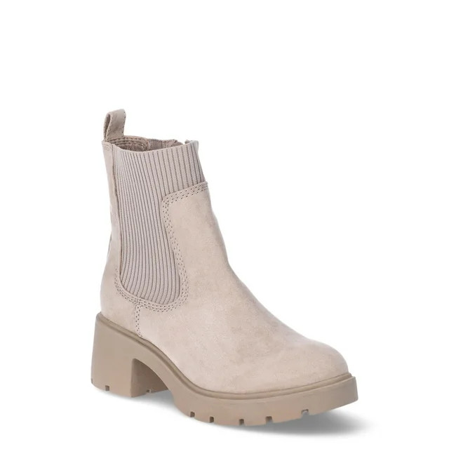 No Boundaries Women's Knit Chelsea Ankle Boots, Wide Width Available - Walmart.com | Walmart (US)