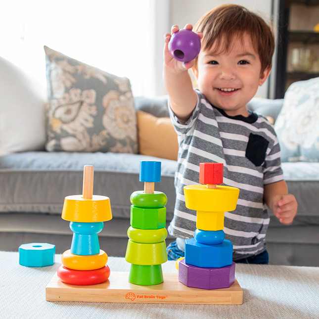 GeoPeg Stacking Tower - Best Baby Toys & Gifts for Babies | Fat Brain Toys