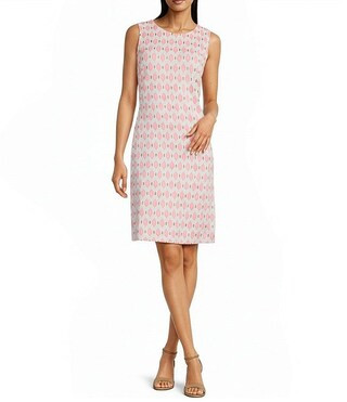 Sophia Printed Catalina Cloth Round Neck Sleeveless Sheath Dress | Dillard's