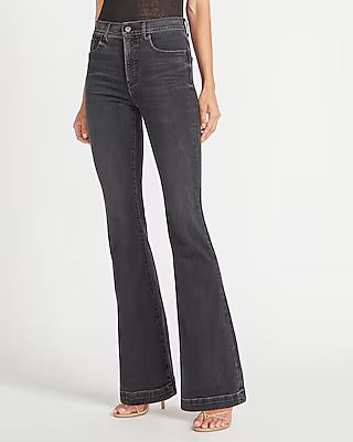 High Waisted Black Slim Flare Jeans | Express