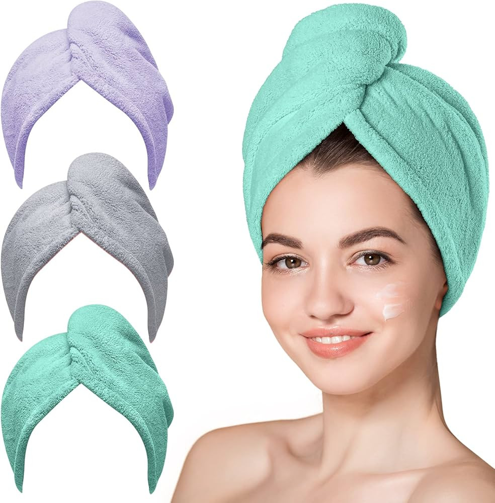 Hicober Microfiber Hair Towel, Hair Turbans for Wet Hair, Drying Hair Wrap Towels for Curly Hair ... | Amazon (US)