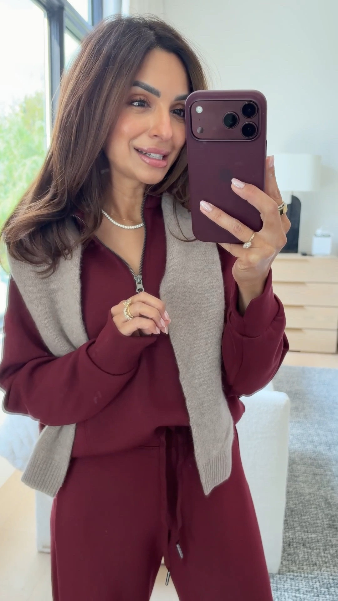 This might be my favorite @Spanx color drop! How gorgeous is this wine color? So on trend and a classic for fall. My go-to airport outfit! I’m wearing XS in the top and a petite length in the pants - fits TTS. 

Use code NASREENXSPANX for 15% off your first purchase!

#LTKootd #LTKPetite #LTKOver40