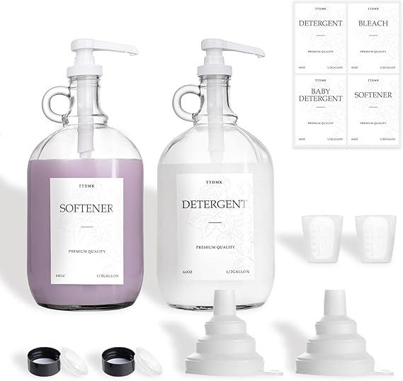 2 Pcs Glass Laundry Detergent Dispenser, Half Gallon Liquid Laundry Soap Dispenser for Laundry Ro... | Amazon (US)