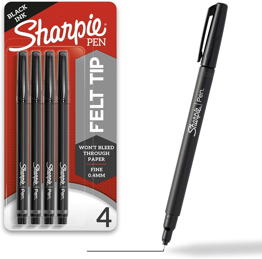 Sharpie Felt Tip Pens, Fine Point (0.4Mm) Felt Tip Markers, Journaling Pens, Art Markers, Drawing... | Amazon (US)