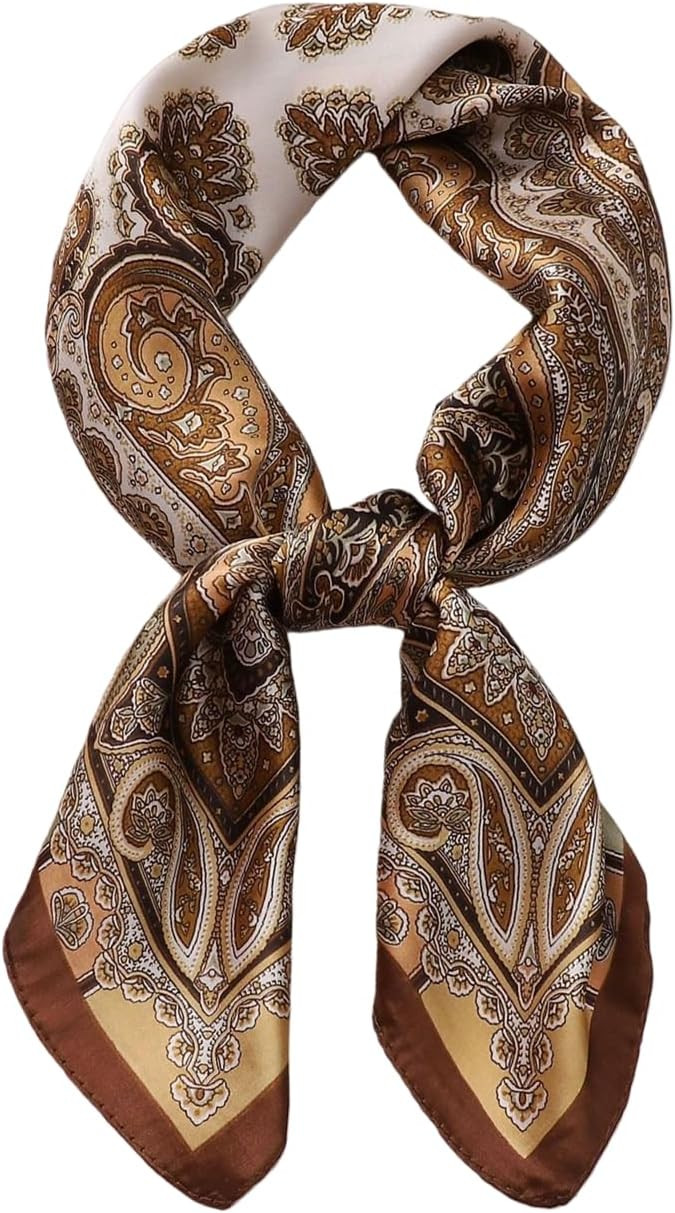 27" Paisley Silky Satin Head Hair Scarf Square Bandanas Headscarf Wrap for Women Bag Purse Scarf for Handbags | Amazon (US)
